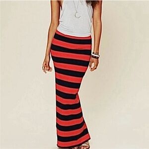 Free People Red & Navy Stripped Maxi